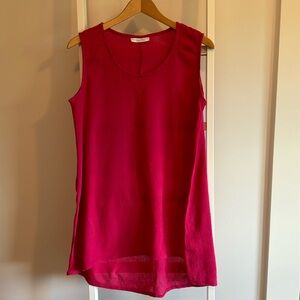 Bryn Walker — Fuchsia cotton crepe a-line long lightweight tank